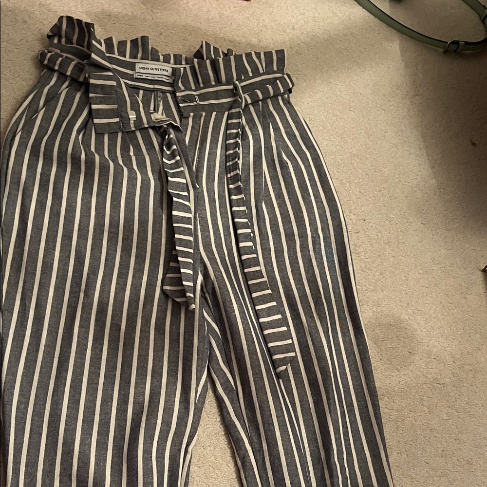 Striped Paperbag Waist Pants Urban Outfiters